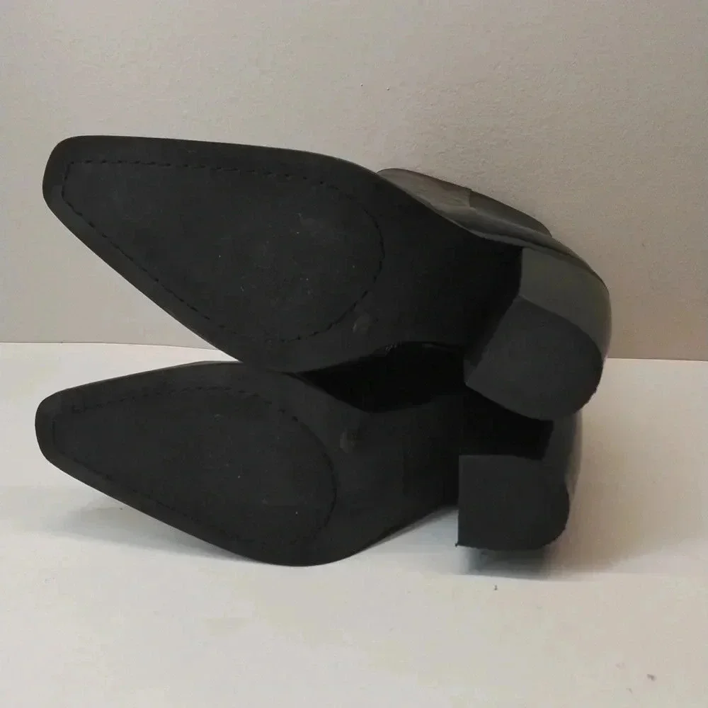 Vince Camuto Black Leather Pointed Toe Ankle Boots